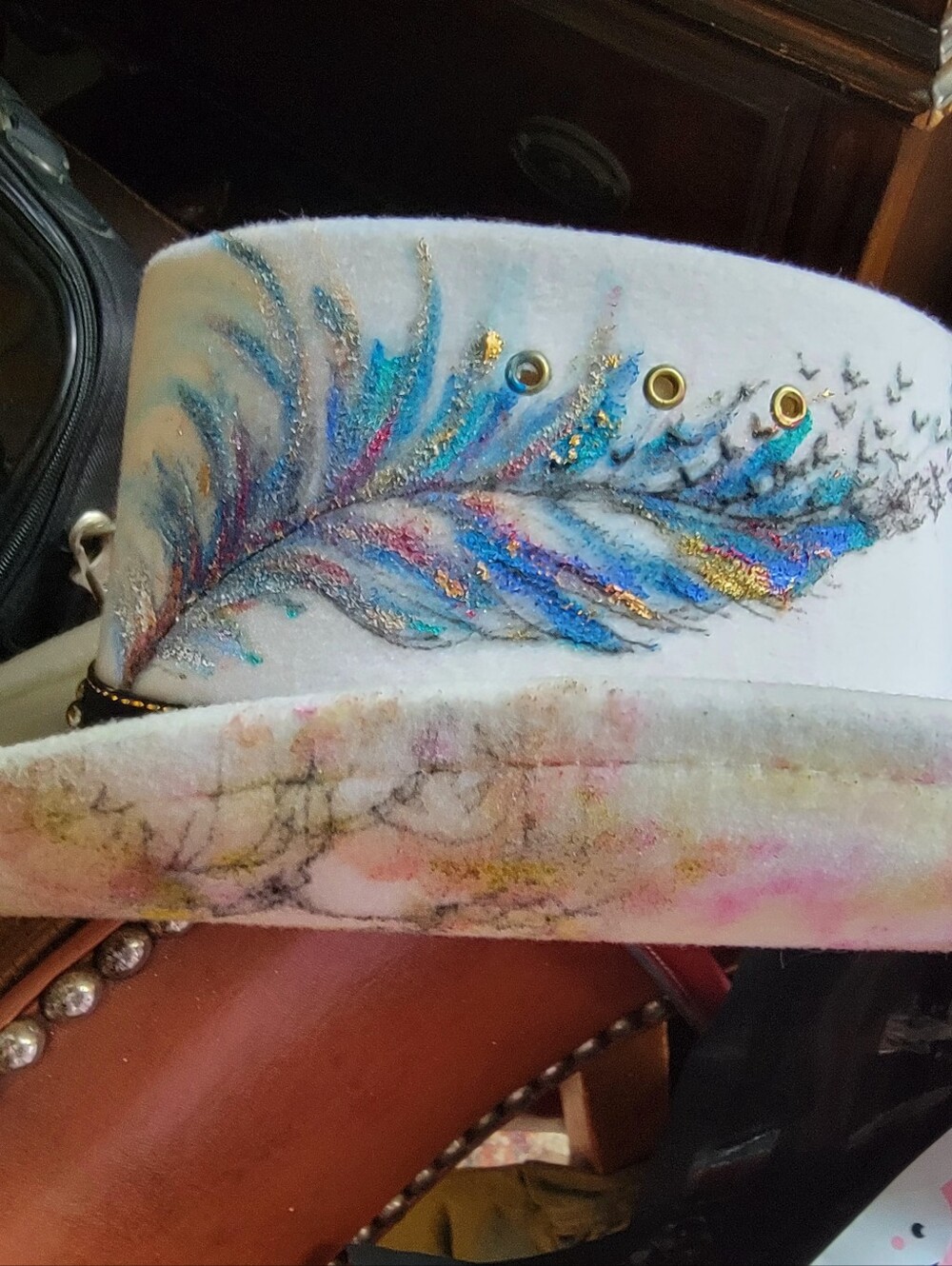 Hand Painted Original Wool Felt Cowboy Hat